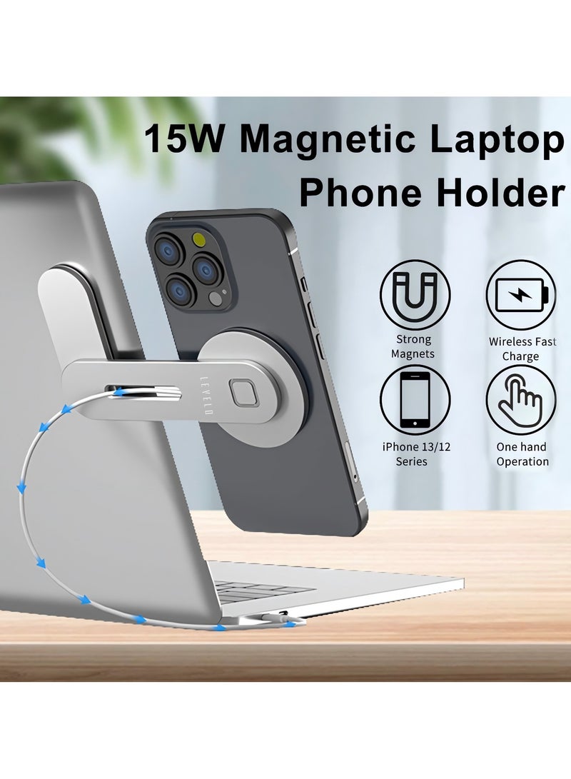 Energia MagSafe Surface Phone Holder With Wireless charger / Fast Charging / Foldable Phone Mount / Strong Magnetic Hold / Secure and Durable - Sliver