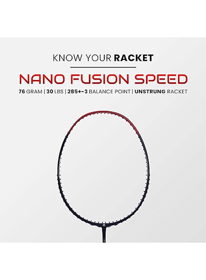 Nano Fusion Speed 722 Graphite Unstrung Badminton Racket with Full Racket Cover | For Intermediate Players | 76 grams |Maximum String Tension - 30lbs