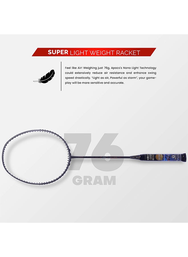 Nano Fusion Speed 722 (76 grams, Made in Vietnam) Ulta Light Weight | Japanese Graphite Unstrung Badminton Racket with Free Full Cover | G2-4 1/8 inches (Grey)