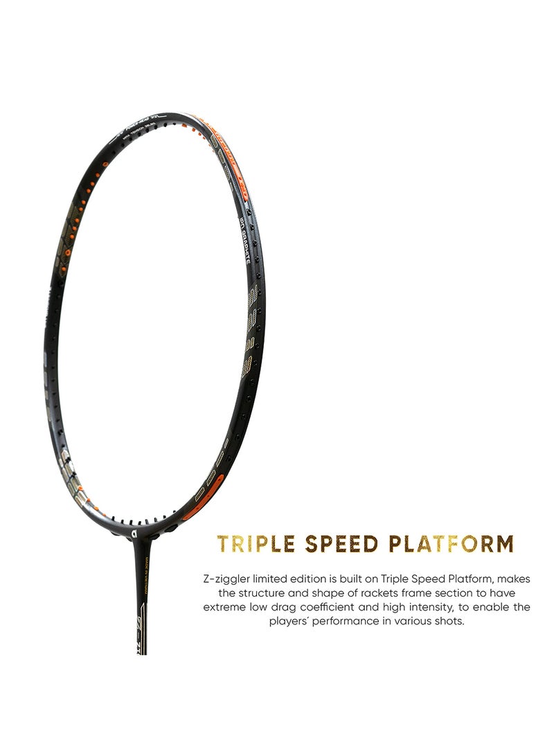 Z-Ziggler Limited Edition Unstrung Badminton Racket |Graphite   With Free Full Cover | G2-4 1/8 Inches|38 Lbs| 6.2Mm World'S Slimmest Shaft