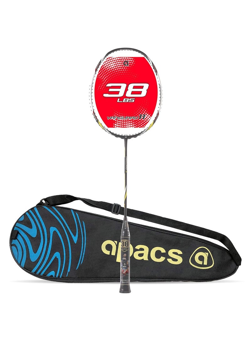 Vanguard 11 (Mega Tension - 38LBS) Unstrung Full Graphite Badminton Racquet with Full Cover (Grey)