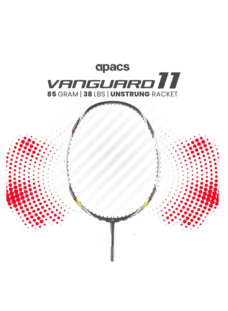 Vanguard 11 (Mega Tension - 38LBS) Unstrung Full Graphite Badminton Racquet with Full Cover (Grey)