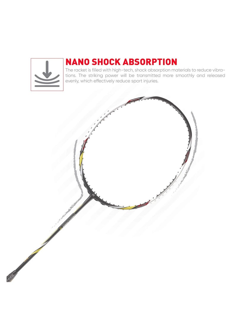 Vanguard 11 (Mega Tension - 38LBS) Unstrung Full Graphite Badminton Racquet with Full Cover (Grey)