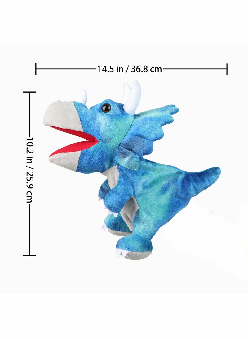 Dinosaur Hand Puppets, Triceratops Jurassic World Stuffed Animal Cute Soft Plush Toy, Open Movable Mouth Finger Gift, Birthday Gifts for Kids, Creative Role Play