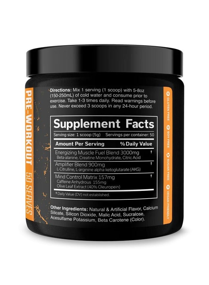 JNX Sports, Pre Workout, 250g, Orange Mango, 50 Servings