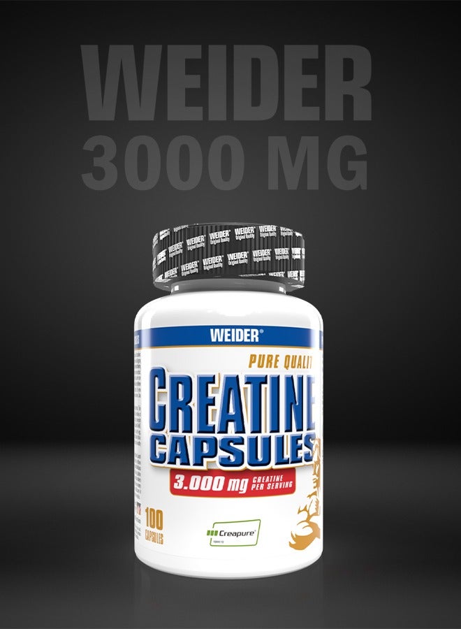 Creatine Capsules 3.000mg Creatine per Servings, (Creapure) 100 Capsules