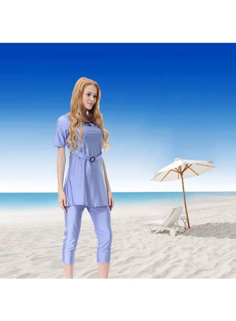 3-Piece Set Sun Protection Muslim Conservative Swimwear Purple