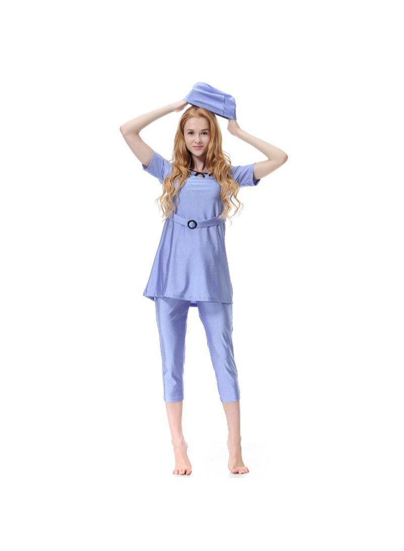 3-Piece Set Sun Protection Muslim Conservative Swimwear Purple