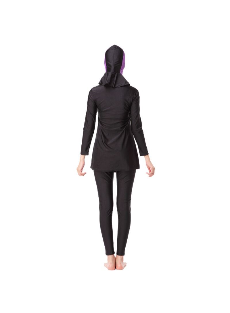 3-Piece Sun Protection Muslim Stitching Conservative Swimsuit Purple