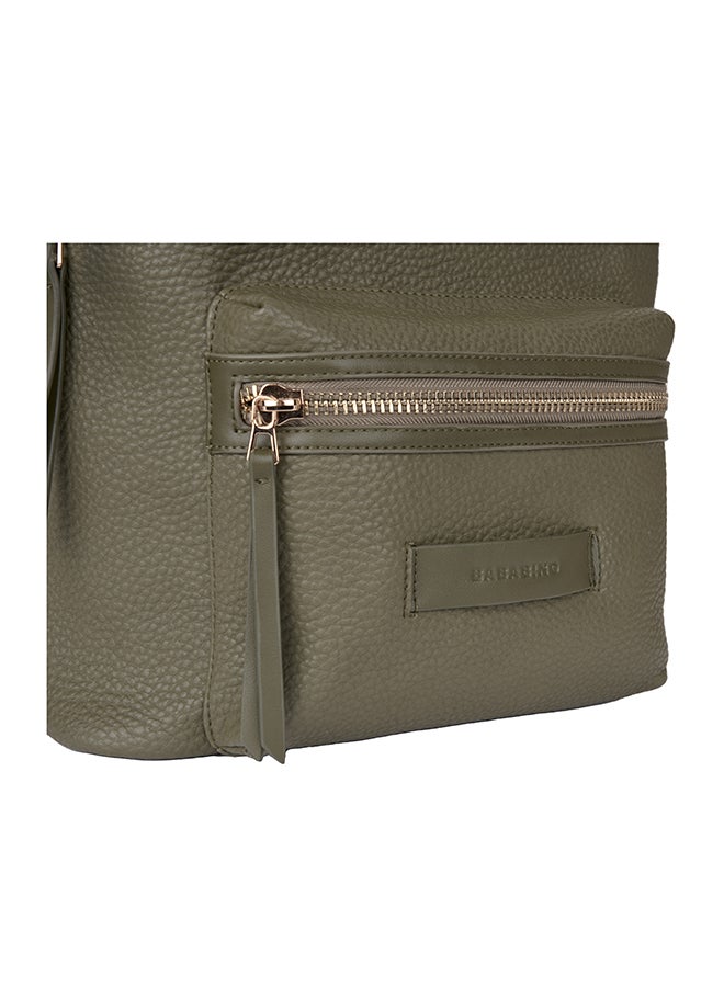Tumble Leather Changing Bag - Olive Green And Gold