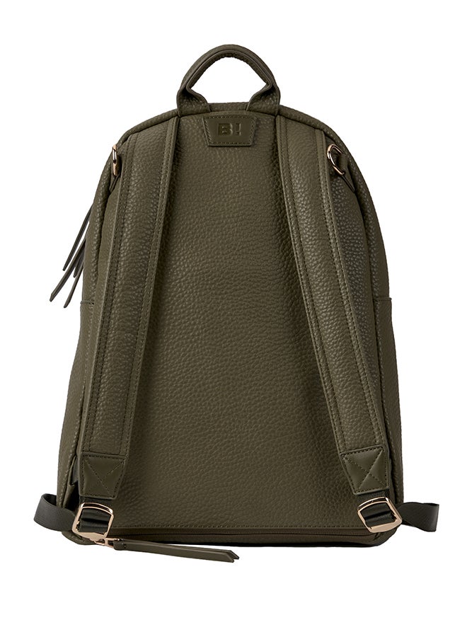 Tumble Leather Changing Bag - Olive Green And Gold