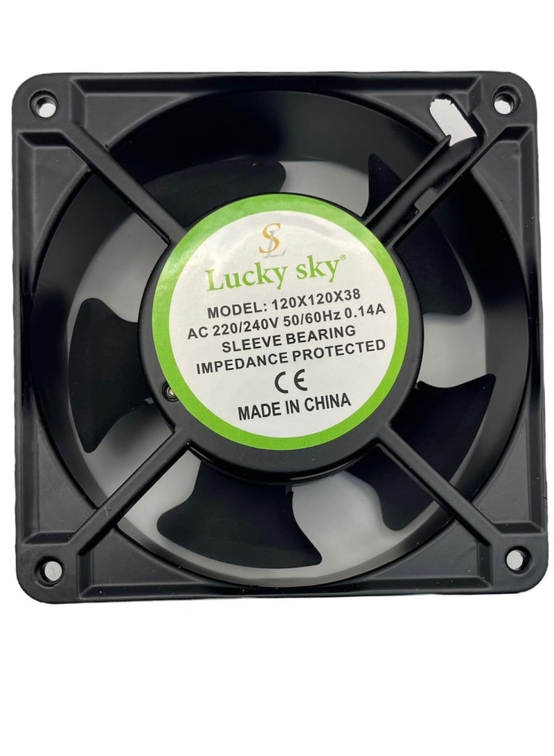 Lucky Sky Computer Case Fan 120X120X38MM  220V Cooling Fan for Computer case Silent Brushless Cooling Fan for Computer CPU System Heatsink Graphics and Multi use. (FAN 120MM X 120MM X 38MM 220V)