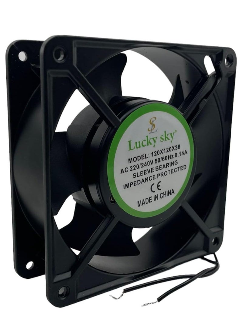 Lucky Sky Computer Case Fan 120X120X38MM  220V Cooling Fan for Computer case Silent Brushless Cooling Fan for Computer CPU System Heatsink Graphics and Multi use. (FAN 120MM X 120MM X 38MM 220V)