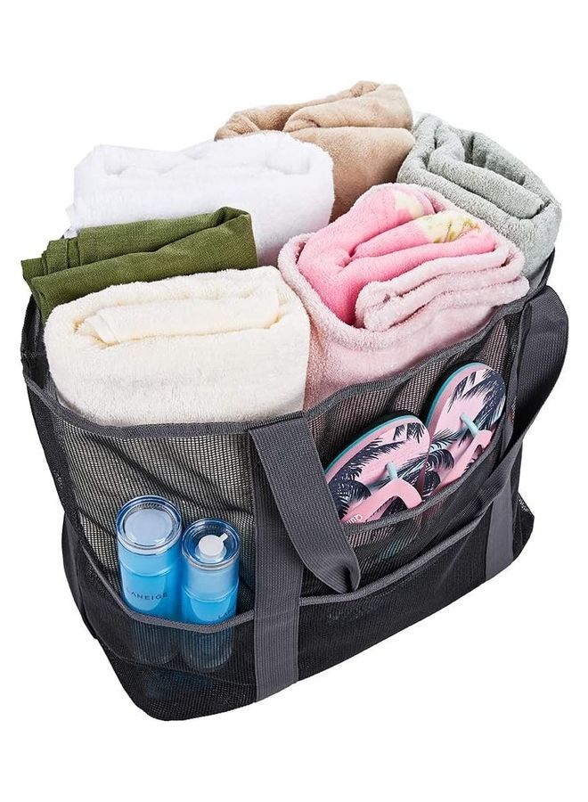 Mesh Beach Bag With Waterproof Inside Pockets 55 x 23 38cm