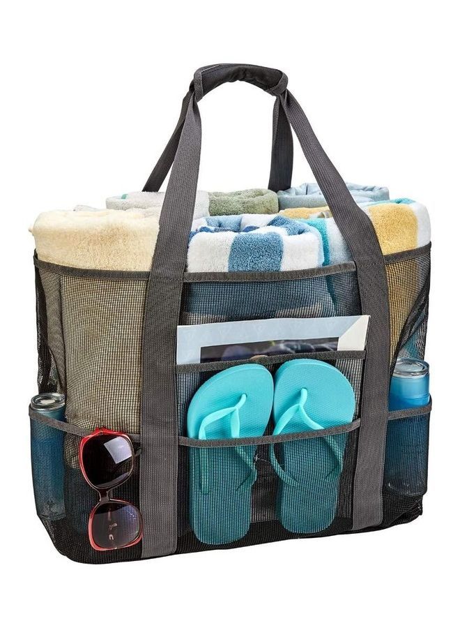 Mesh Beach Bag With Waterproof Inside Pockets 55 x 23 38cm