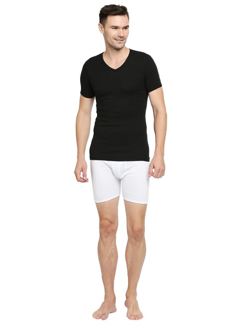 MEN'S V-NECK COTTON UNDERSHIRT (PACK OF 3) - BLACK