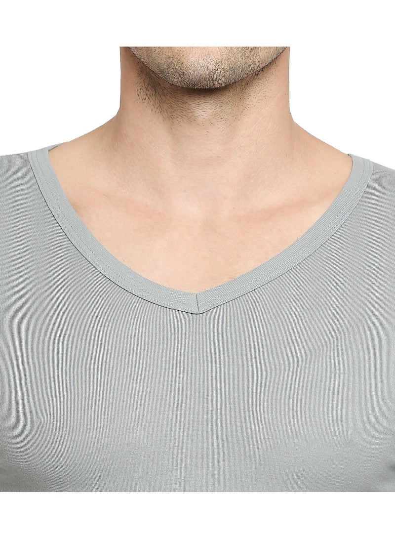 MEN'S V-NECK COTTON UNDERSHIRT (PACK OF 3) - GREY