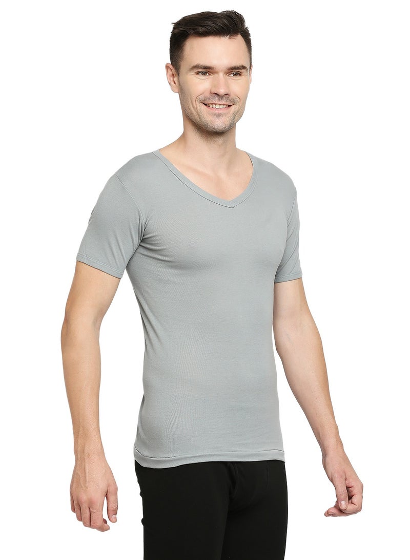 MEN'S V-NECK COTTON UNDERSHIRT (PACK OF 3) - GREY