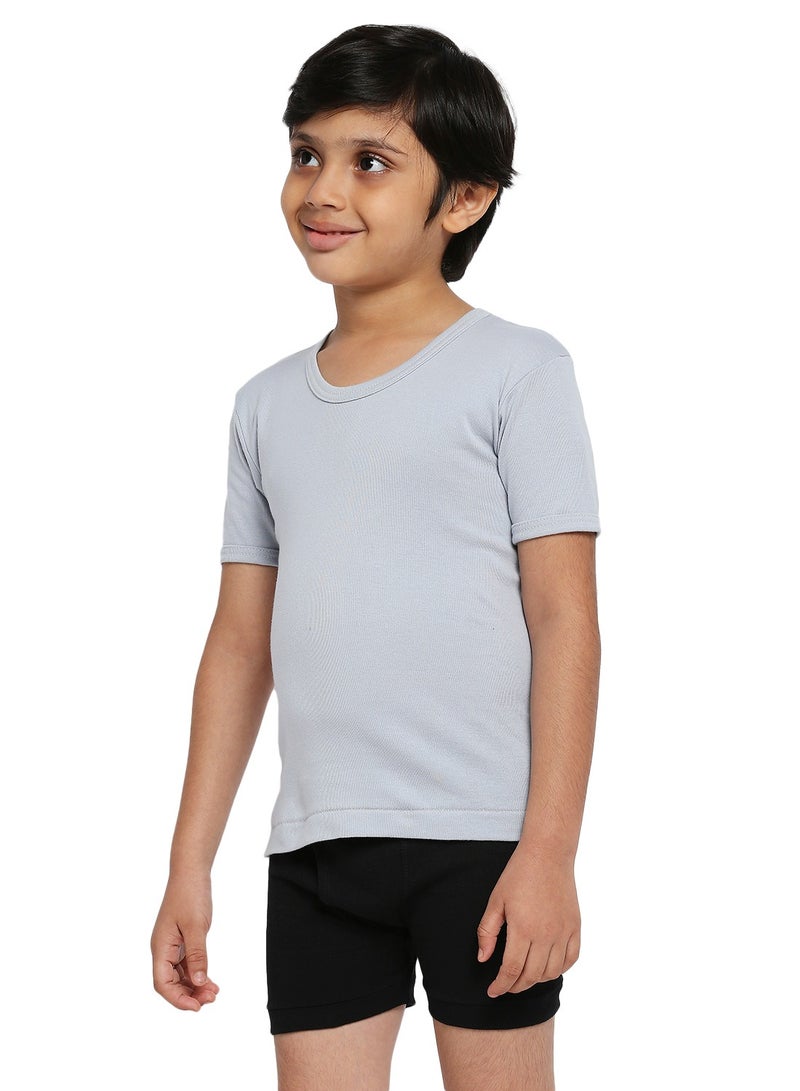 BOY'S COTTON ROUND NECK UNDERSHIRT (PACK OF 3) - LIGHT GREY