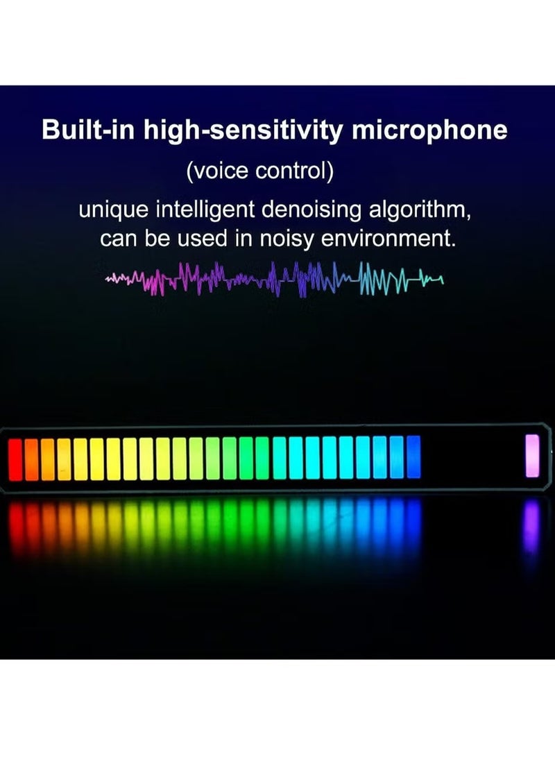 D08-RGB Smart LED Light Bars Car Sound Control Rhythm Light RGB Voice-Activated Music Atmosphere Lights Tube with 32 LED 18 Colors Built-in Battary 32 Bit for Car Gaming PC TV Room