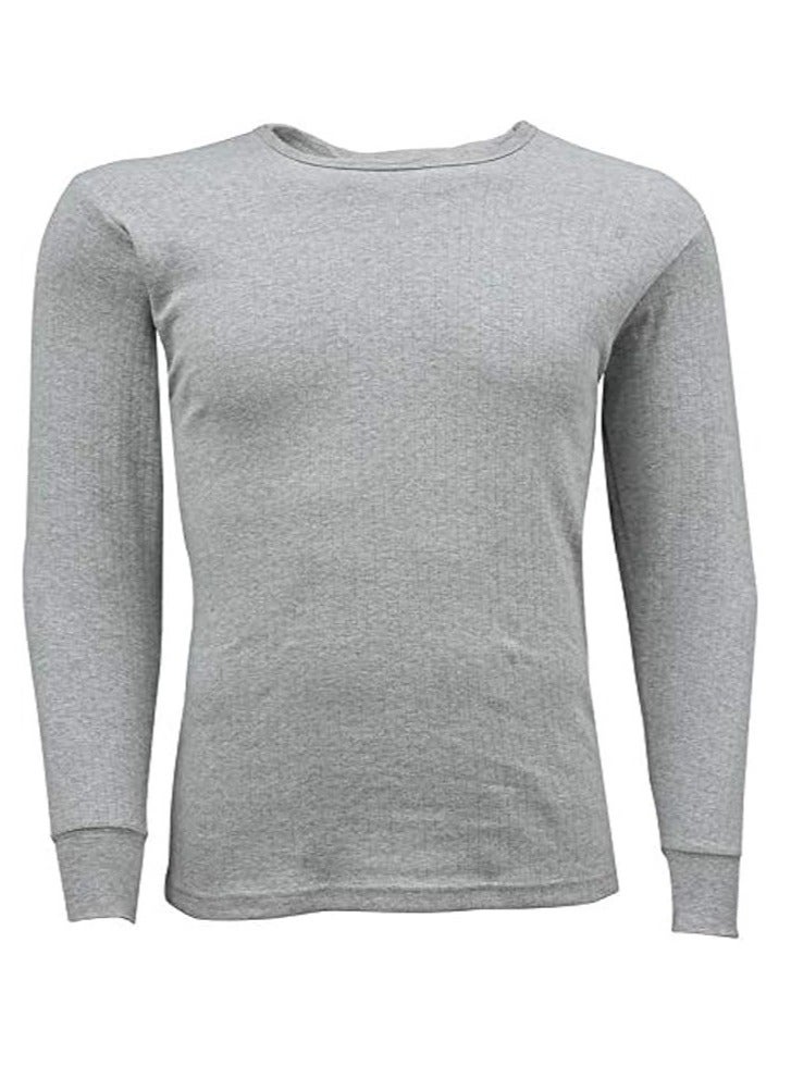 John Gladstone Men's Cotton Full Sleeve Round Neck Interlock Thermal T-Shirt (Grey)