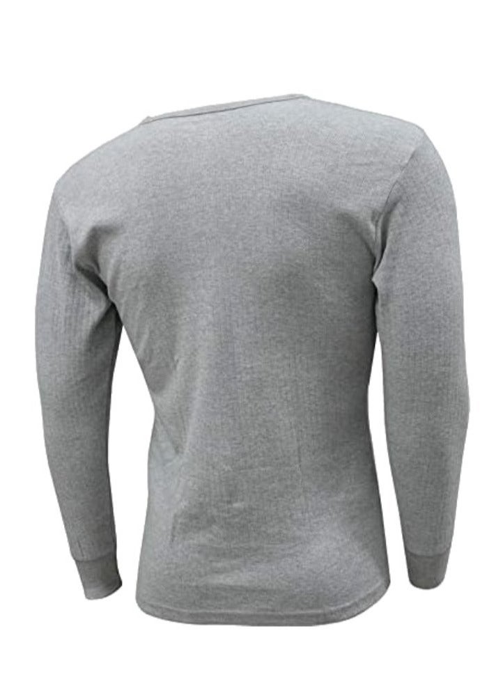 John Gladstone Men's Cotton Full Sleeve Round Neck Interlock Thermal T-Shirt (Grey)