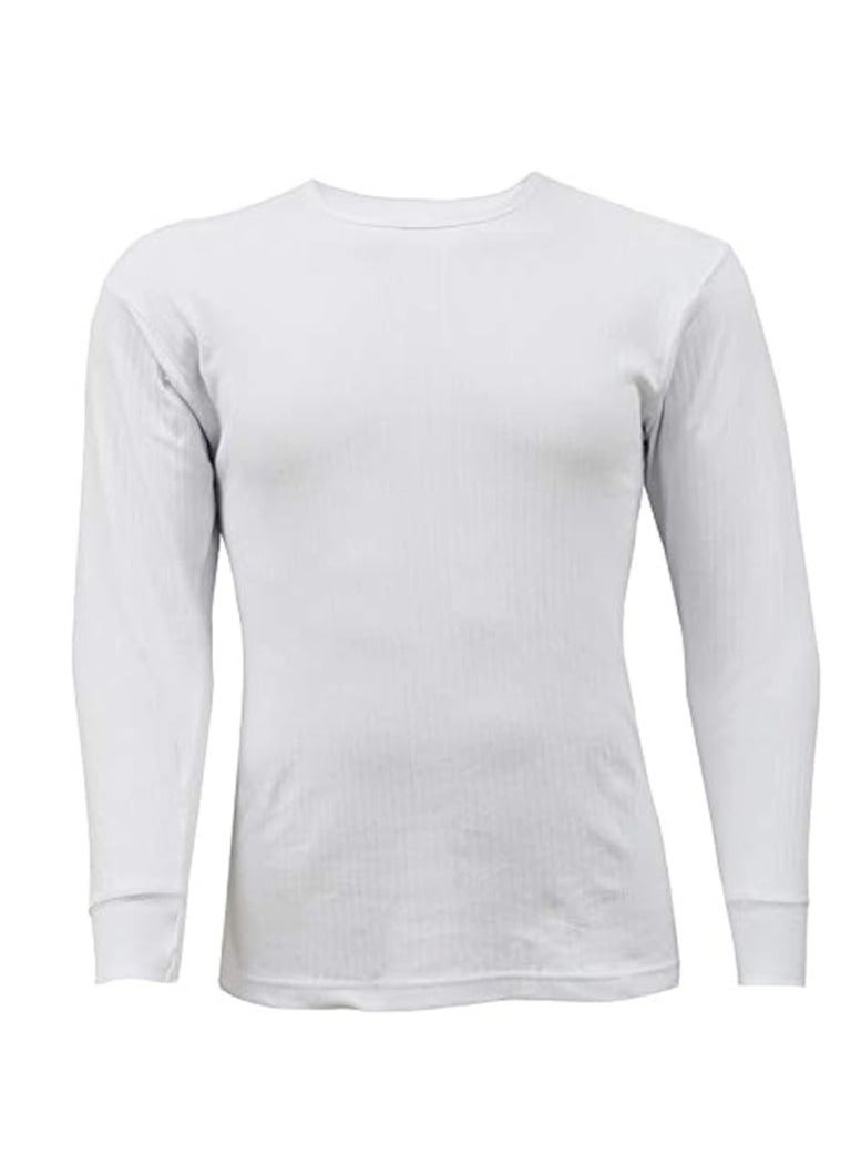 John Gladstone Men's Cotton Full Sleeve Round Neck Interlock Thermal T-Shirt (White)