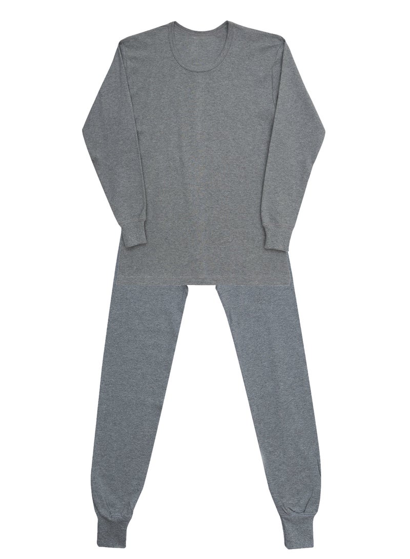 John Gladstone Men's Cotton Interlock Thermal Set  (Grey)