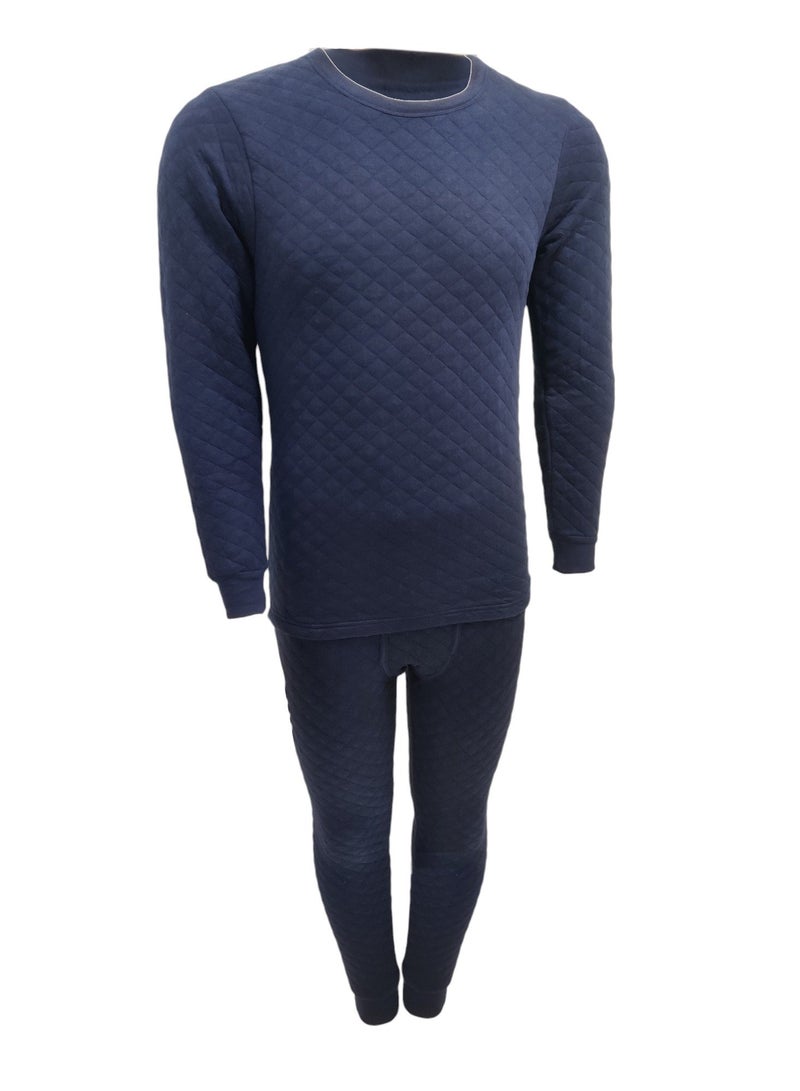 John Gladstone Men's Cotton Triple Knit Thermal Set  (Navy)