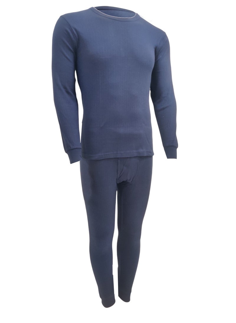 John Gladstone Men's Cotton Interlock Thermal Set  (Navy)