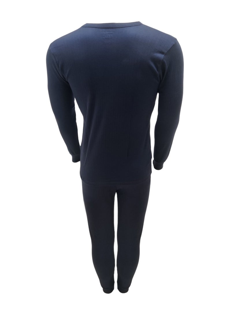 John Gladstone Men's Cotton Interlock Thermal Set  (Navy)