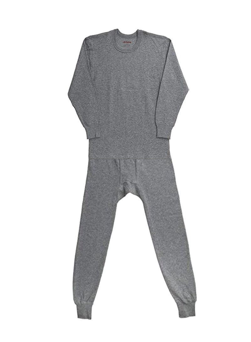 John Gladstone Men's Cotton Triple Knit Thermal Set  (Grey)