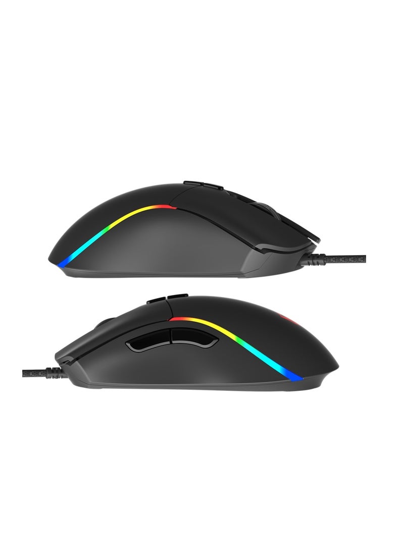 MT-GM19_2023 RGB Backlit Gaming Mouse Fastest Gaming Mouse Switch 12000 DPI Optical Sensor Programmable Customized RGB Light 6D Soft-Touch Plastic