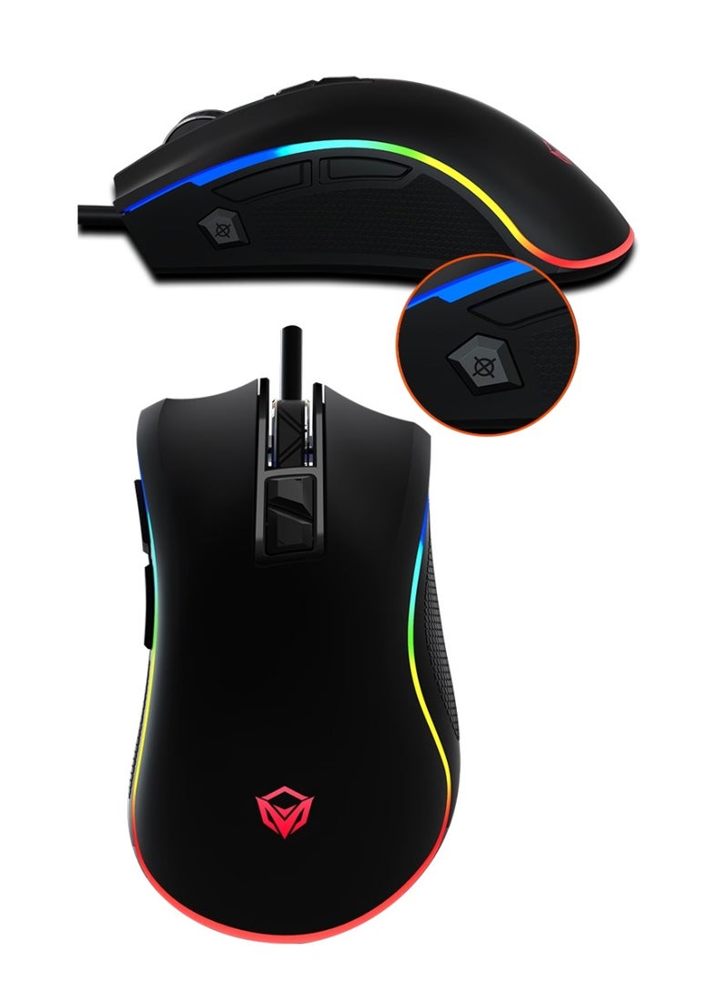 MT-G3330 RGB Gaming Mouse 8000 DPI Laser Sensor Tracking Gaming Mouse Programmable Customized RGB Light Matte Soft-Touch Plastic Gaming Mouse With Fire Button