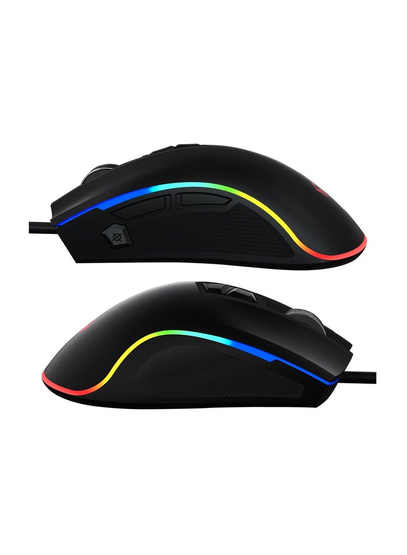 MT-G3330 RGB Gaming Mouse 8000 DPI Laser Sensor Tracking Gaming Mouse Programmable Customized RGB Light Matte Soft-Touch Plastic Gaming Mouse With Fire Button