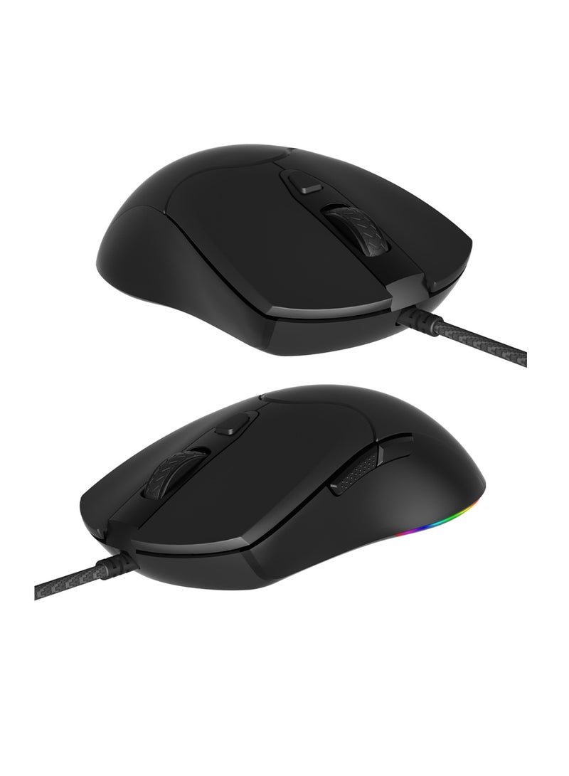MT-GM21_2023 RGB Backlit Gaming Mouse Fastest Gaming Mouse Switch 12000 CPI Optical Sensor Programmable Customized RGB Light 6D Soft-Touch Plastic