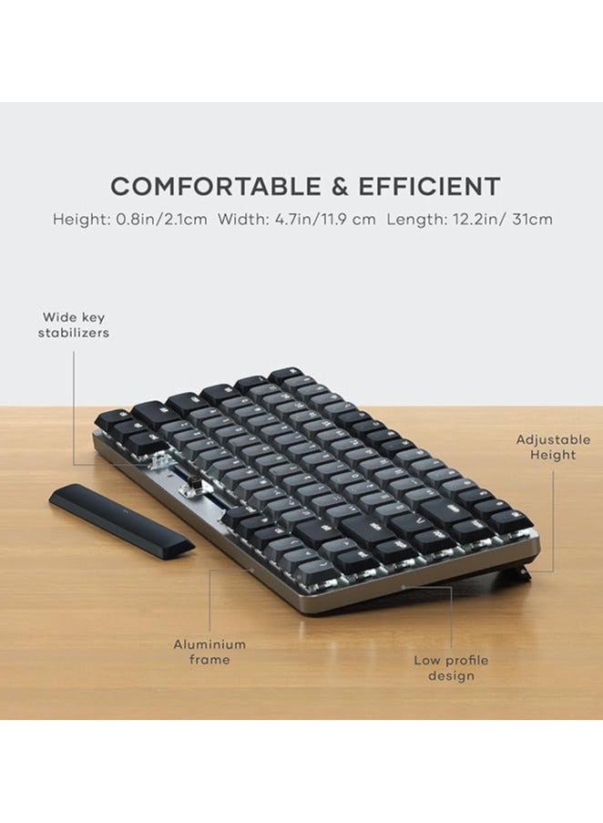 75% Mechanical Keyboard, LED Backlit Bluetooth Keyboard, 84 Keys Compact Wireless Keyboard, Gaming Keyboard for Mac and Windows - Dark Grey/Grey