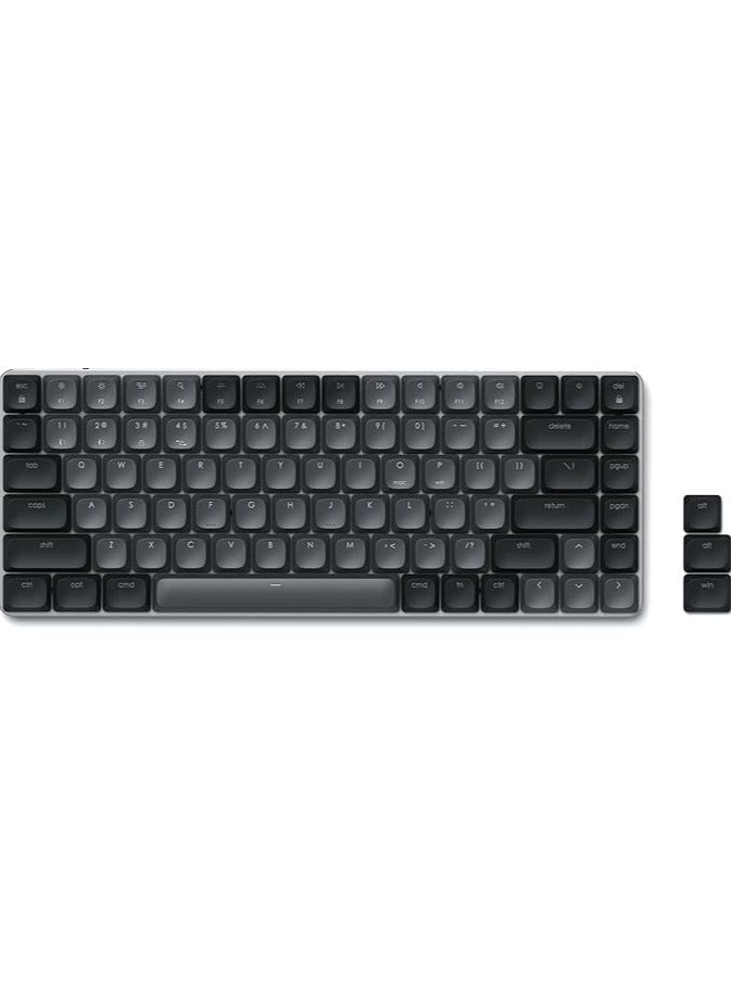 75% Mechanical Keyboard, LED Backlit Bluetooth Keyboard, 84 Keys Compact Wireless Keyboard, Gaming Keyboard for Mac and Windows - Dark Grey/Grey