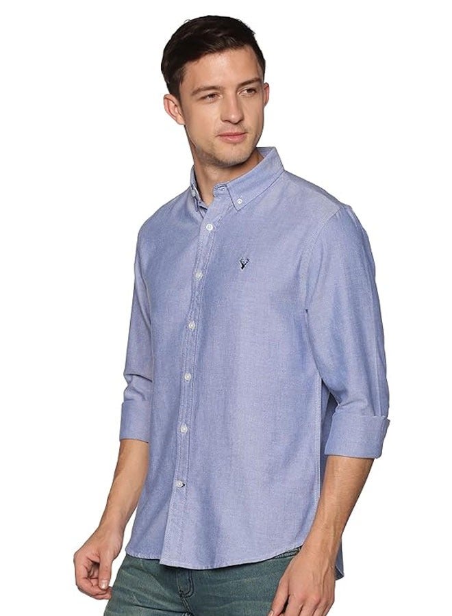 U.S. ELK Men's Button Down Shirt | Casual Slim Fit, Long Sleeve Oxford Shirts For Men | Smart Fit Cuff  - Blue