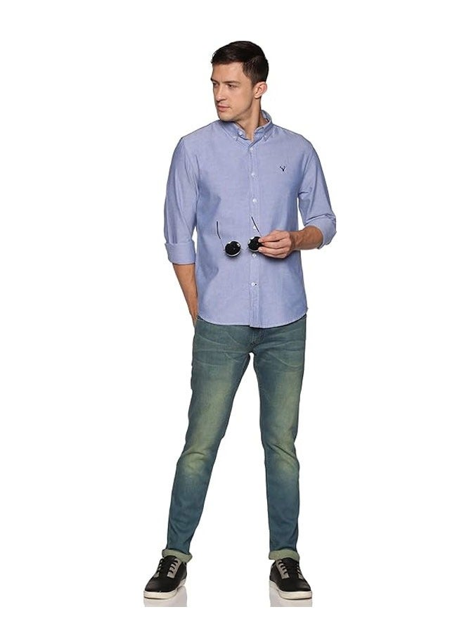 U.S. ELK Men's Button Down Shirt | Casual Slim Fit, Long Sleeve Oxford Shirts For Men | Smart Fit Cuff  - Blue