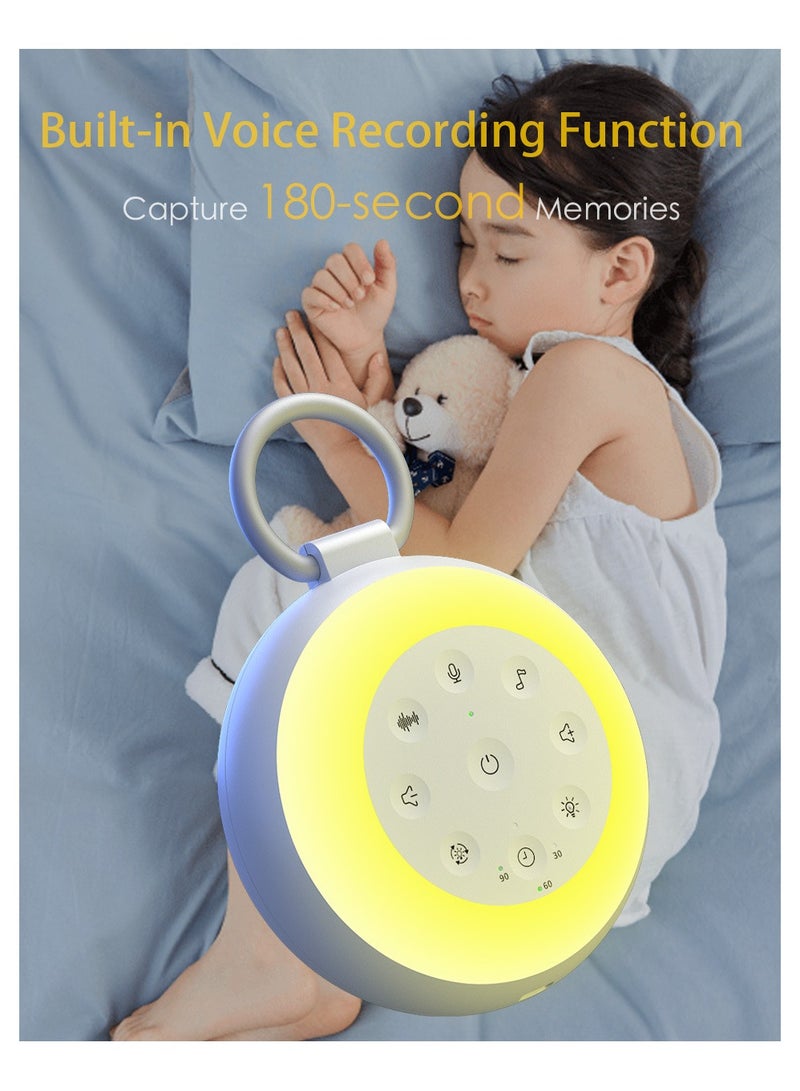 White Noise Sleep Monitor, Warm Light Night Light, Natural Sound Effects, Baby Soothing Device