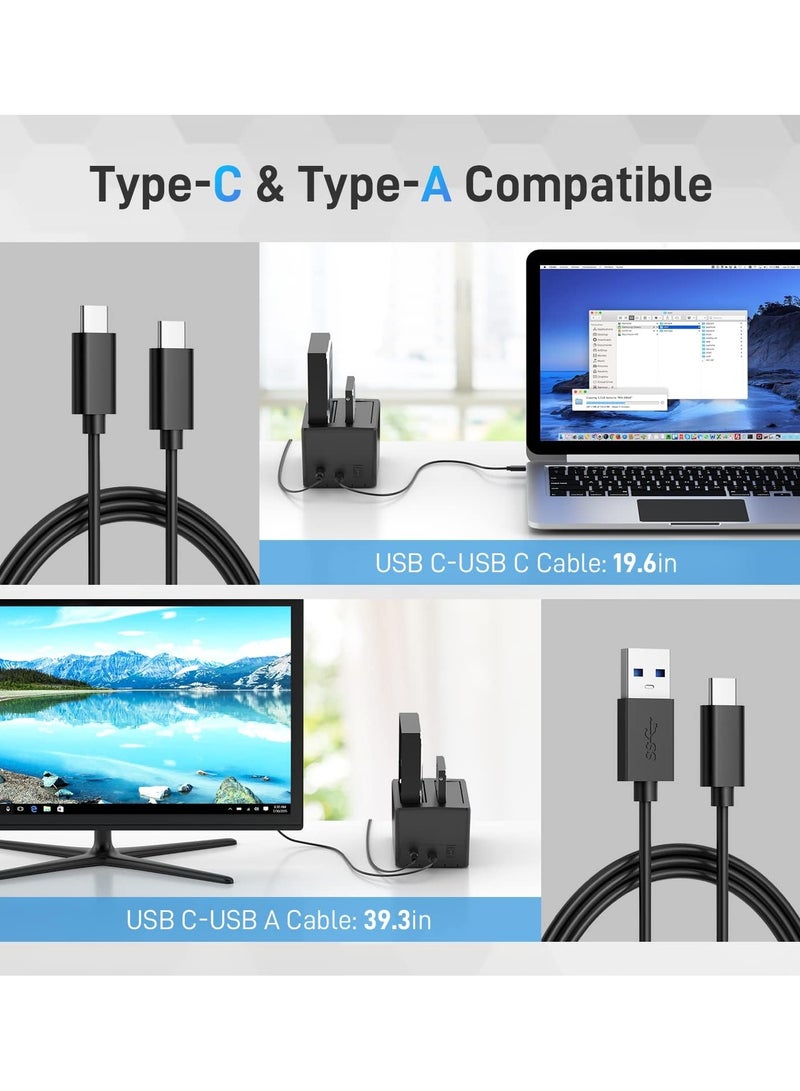 USB 3.2 Gen 1 to Hard Drive Docking Station, 2.5 or 3.5 inch SATA I/II/III Dual Hard Drive Docking Station, with Hard Drive Duplicator/Offline Clone Function and 2 USB Cables, Support UASP