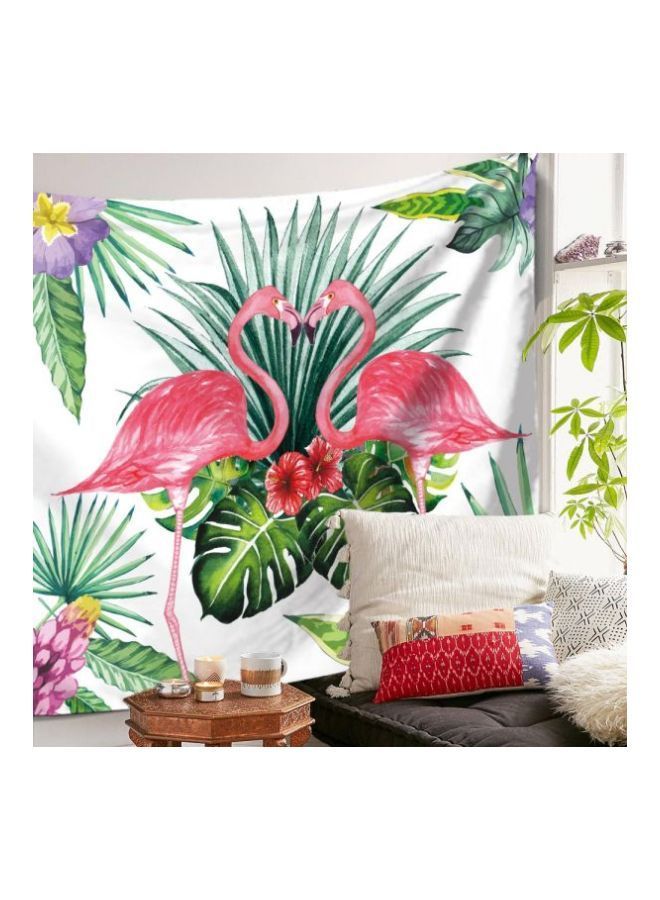 Bohemia Wall Hanging Flamingo Tapestry White/Green/Pink 150x200centimeter