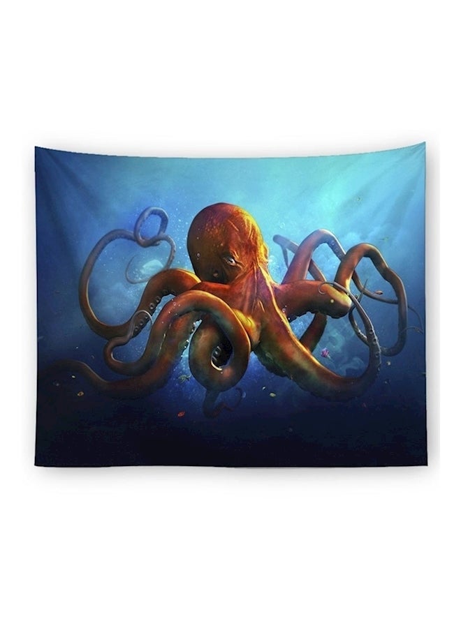 Sea Octopus Pattern Wall Hanging Blue/Orange 150x130cm