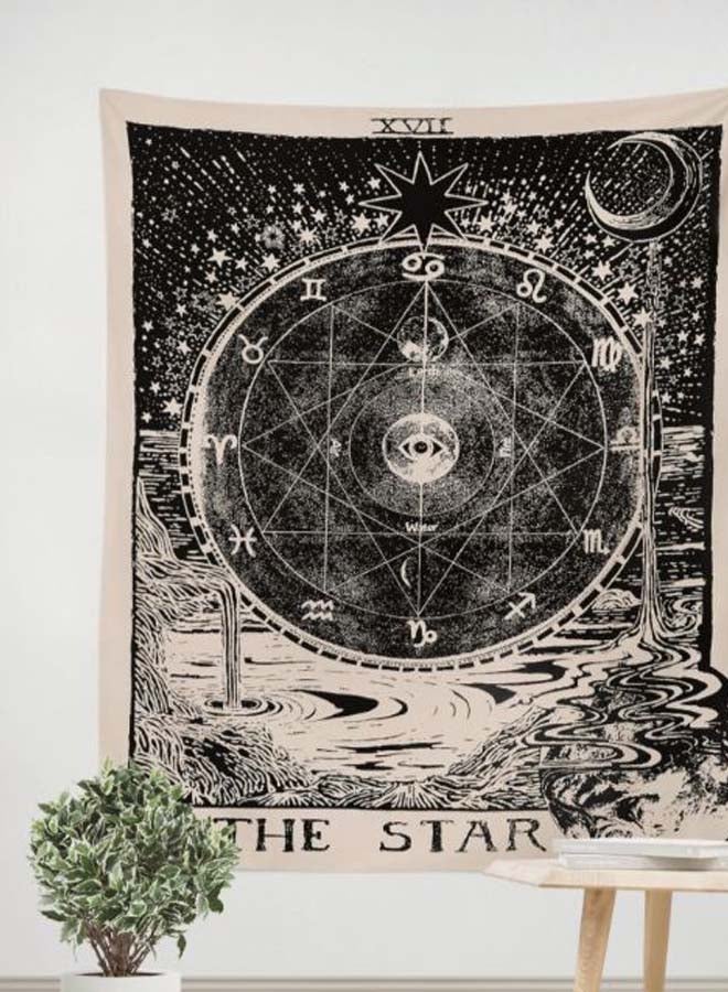 Medieval Printed Tapestry Beige/Black 150 x 130centimeter