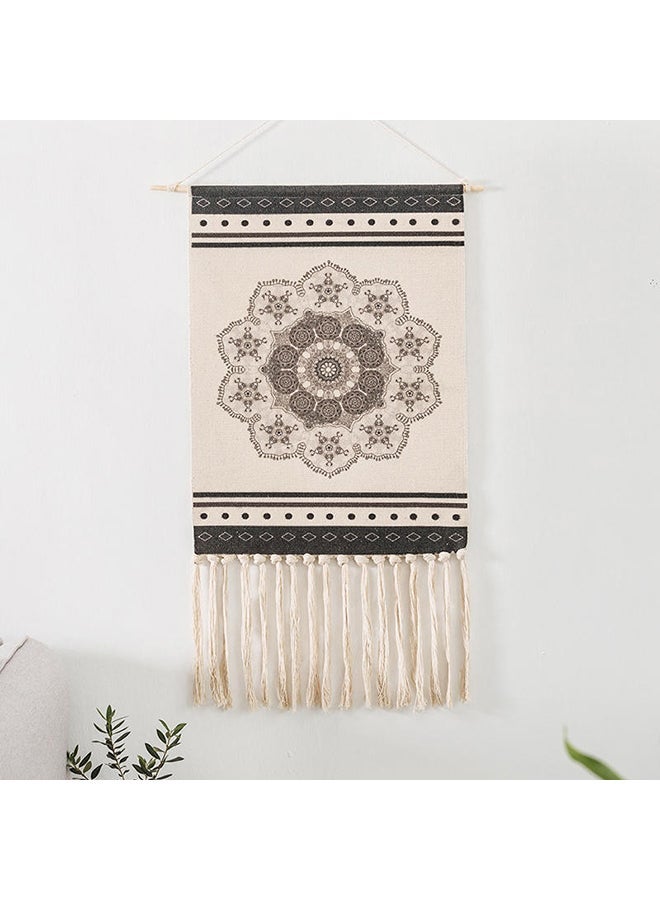 Bohemia Style Flower Pattern Tapestry Beige/Grey 50 x 98centimeter