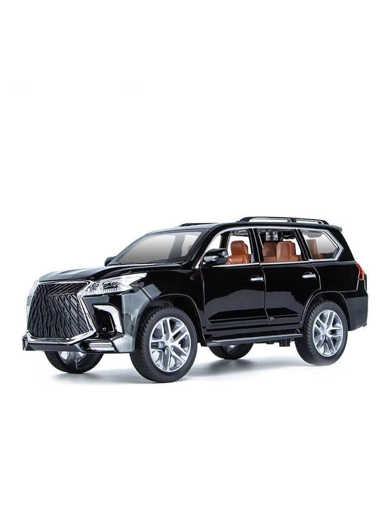 Simulation 1:24 Scale Model Doors and Hood Openable Alloy Diecast Metal LX570 Car Model Collectible Toy Car with Sound and Light