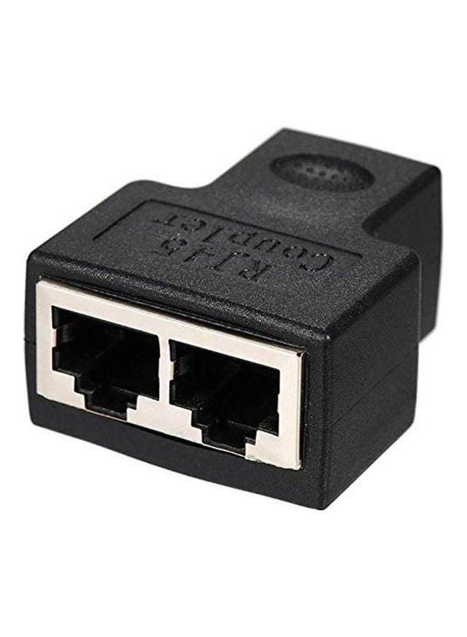 Rj45 Splitter Adapter Connector 1 To 2 Female Ports Black