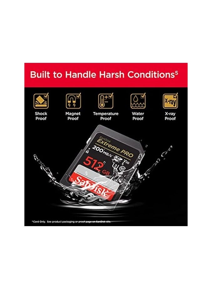 Extreme PRO SDXC card up to 200MB/s, UHS I 512 GB