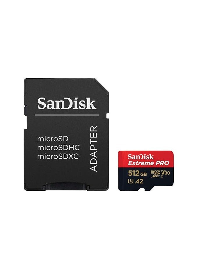 Extreme Pro microSD UHS I Card for 4K Video on Smartphones, Action Cams & Drones 200MB/s Read, 140MB/s Write 512 GB